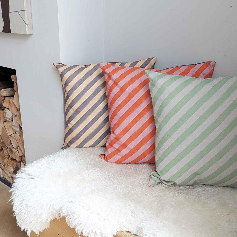 Diagonal stripe cushion