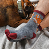 Men's Grey Fox Face Lambswool Ankle Socks