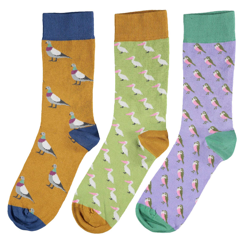 3 pk BIRDS Cotton Ankle Socks for Women