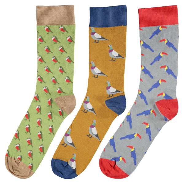 3 pk BIRDS Cotton Ankle Socks for Men