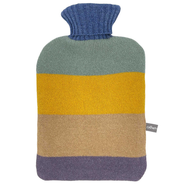 Lambswool Hot Water Bottle Cover - Jade & Gold Block