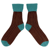 Cocoa & Teal Cashmere Blend Slouch Socks