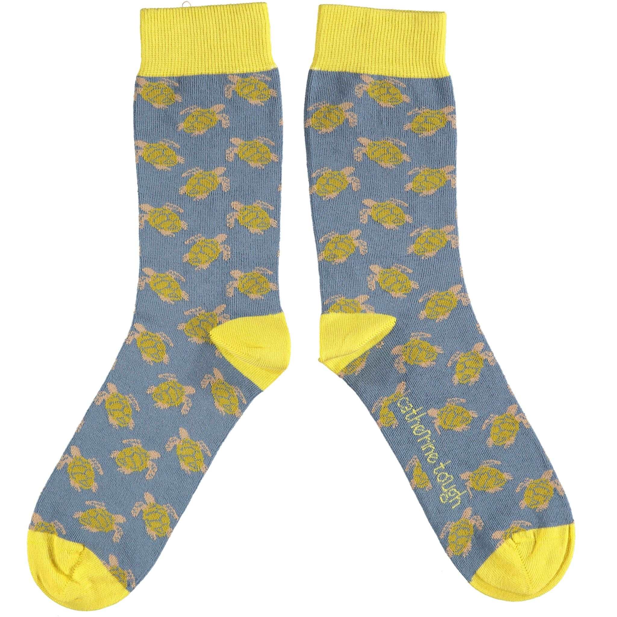 Ladies Smoky Blue Turtle Organic Cotton Socks – Catherine Tough