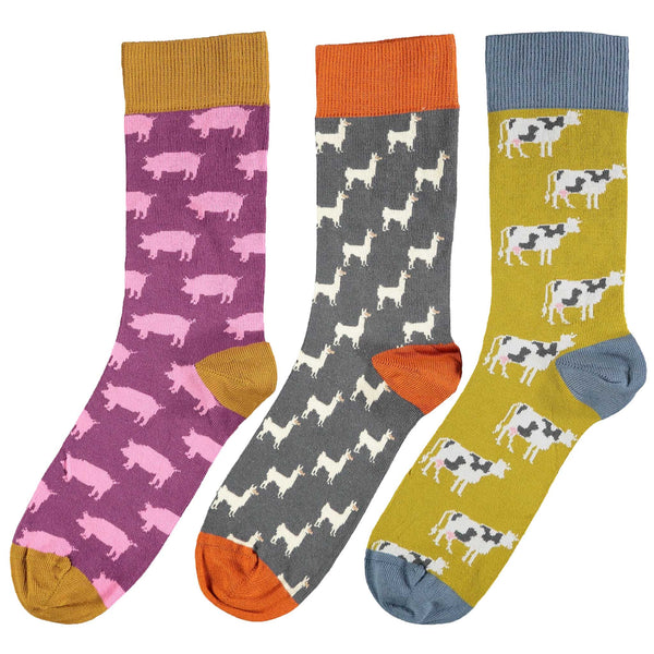 3 pk FARMYARD Cotton Ankle Socks for Women