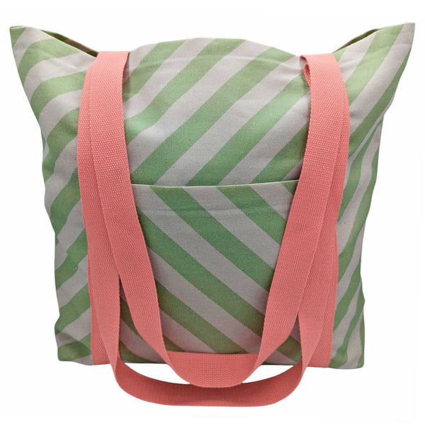 Green Stripe Fabric Tote Shopper Bag