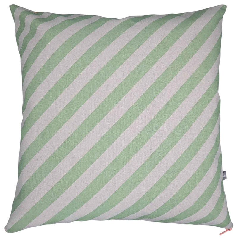 Diagonal Mint Green Stripe Cushion