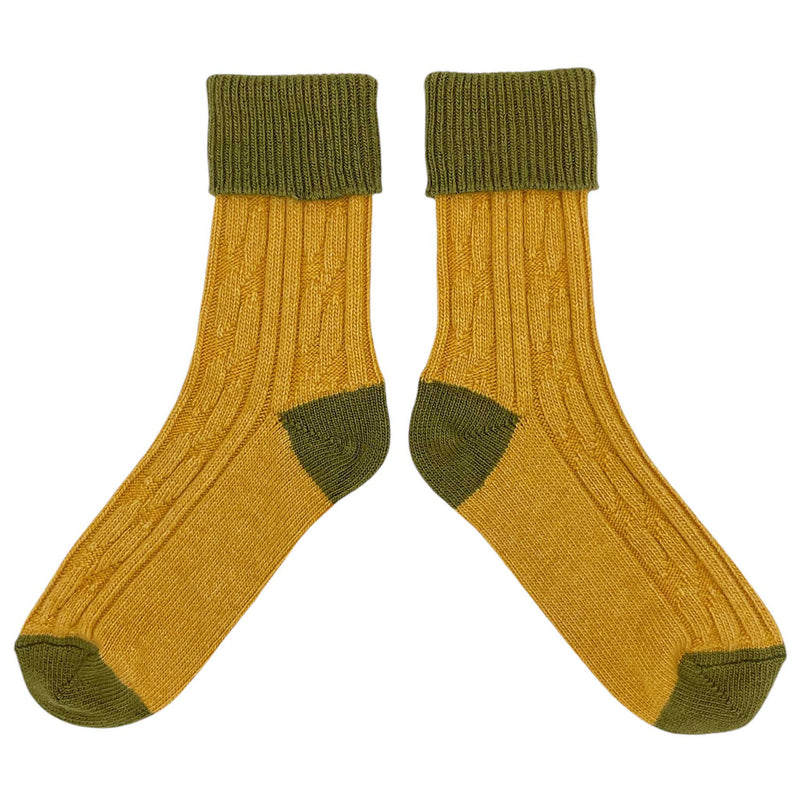 Yellow & Green Cashmere Blend Slouch Socks