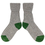 Unisex Grey & Green Recycled Silk Blend Chunky Socks