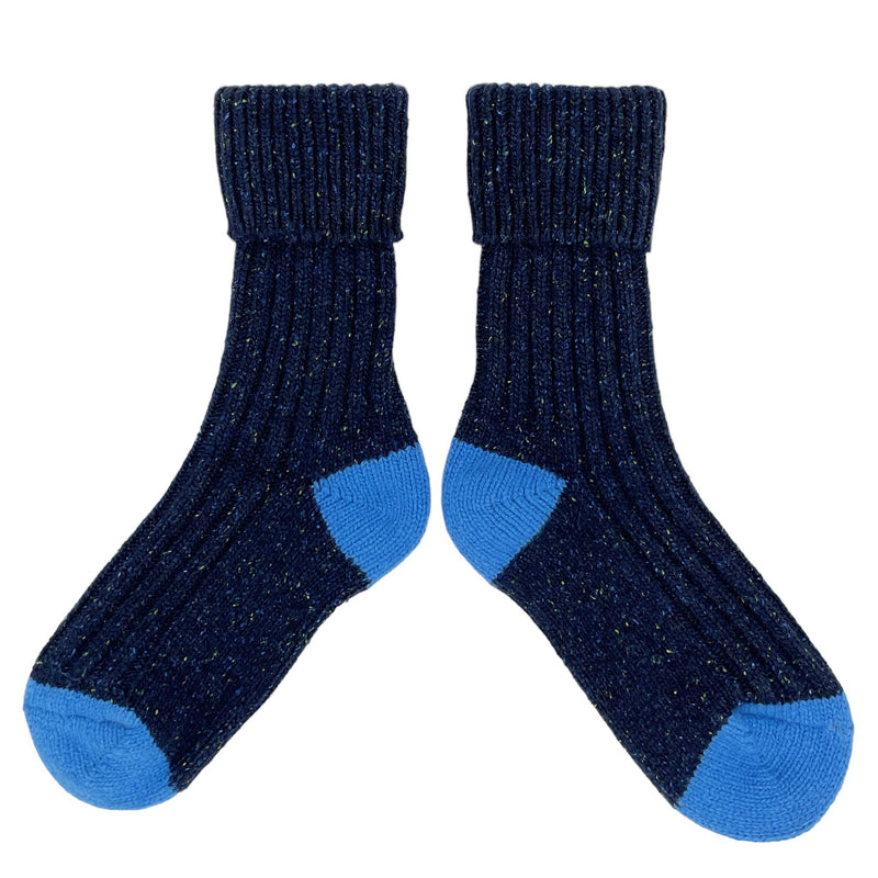 Unisex Navy & Blue Recycled Silk Blend Chunky Socks