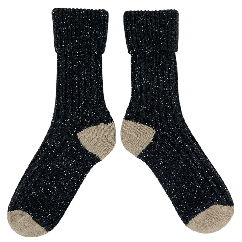 Men's Charcoal & Mushroom Recycled Silk Blend Chunky Socks