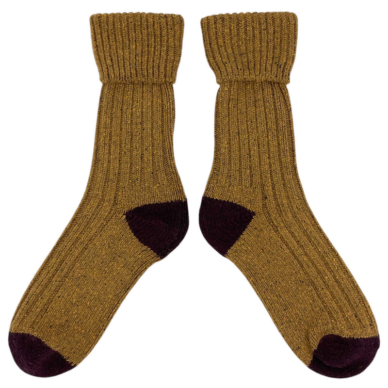 Men's Dark Mustard & Aniseed Recycled Silk Blend Chunky Socks