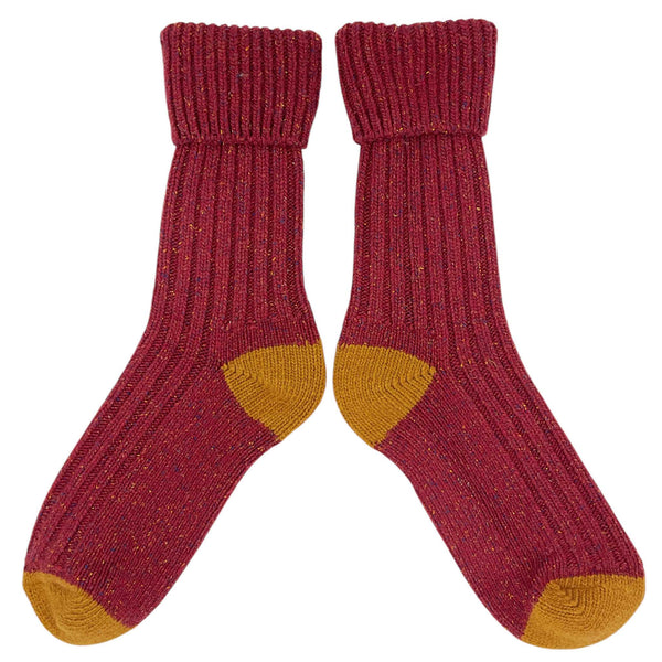 Unisex Red & Ginger Recycled Silk Blend Chunky Socks