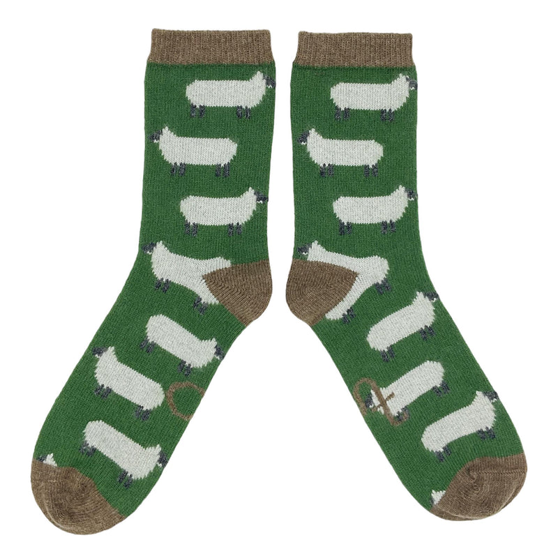 Men's Green Sheep Lambswool Ankle Socks