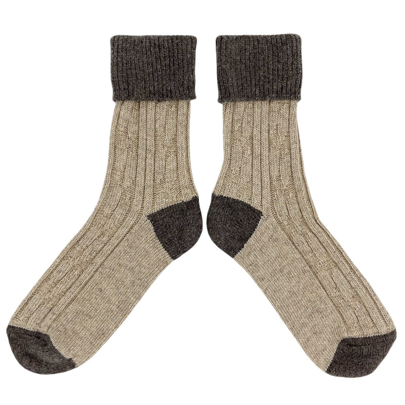 Soft Brown & Cocoa Cashmere Blend Slouch Socks