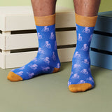 Men's  Bright Blue Octopus Organic Cotton Ankle Socks