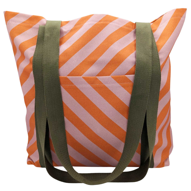 Orange Stripe Cotton Tote Shopper Bag