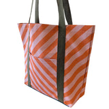 Orange Stripe Cotton Tote Shopper Bag