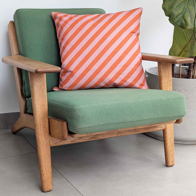 Diagonal Orange & Pink Stripe Cushion