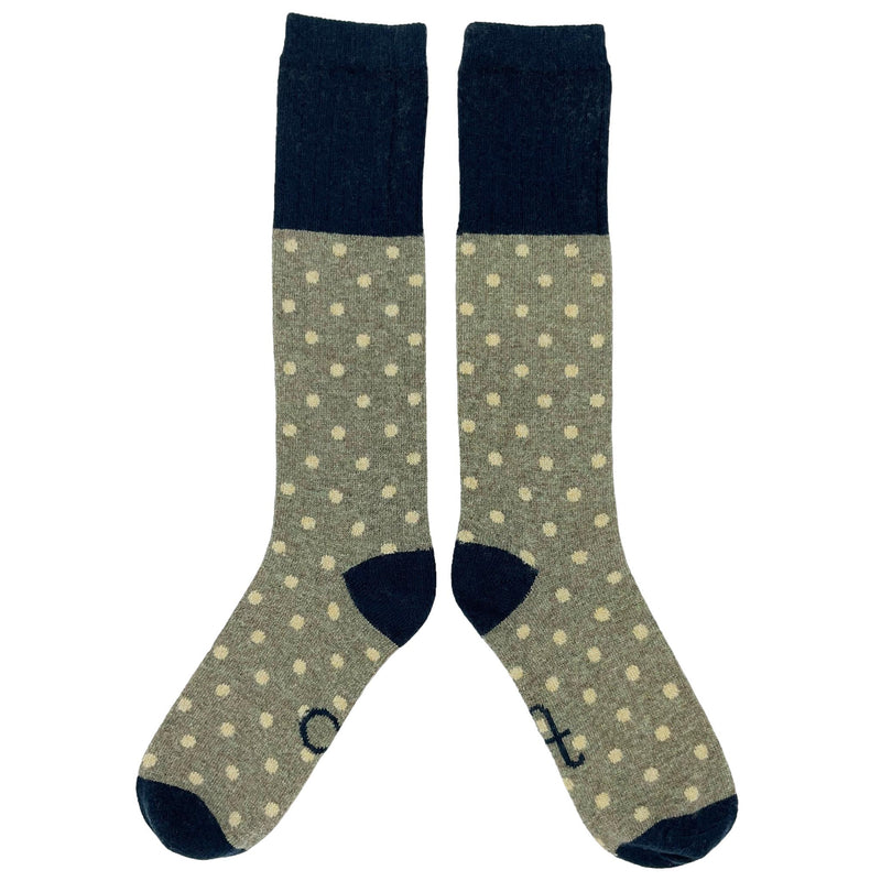 womens pear green spotty knee socks made from soft lambswool