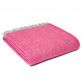 Bright Pink Herringbone Wool Throw