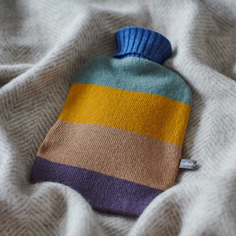 Lambswool Hot Water Bottle Cover - Jade & Gold Block