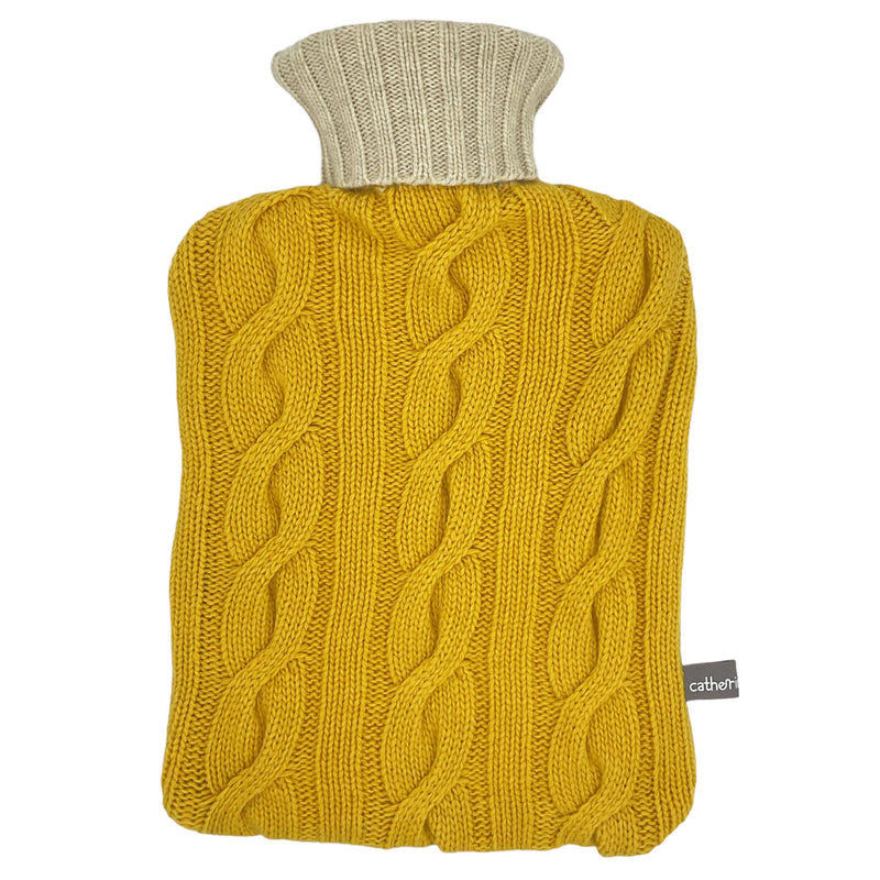 HOTTIE COVER - cable knit - cashmere mix - yellow / oat