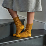 Unisex Mustard & Yellow Recycled Silk Blend Chunky Socks