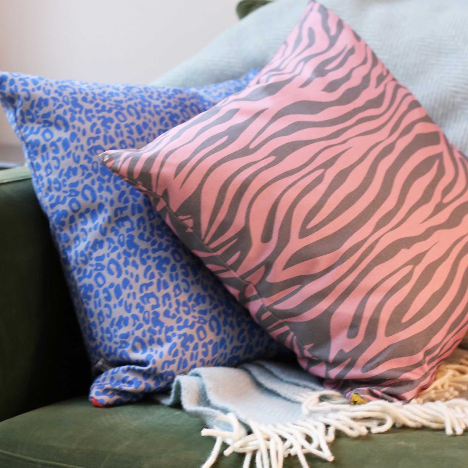 Grey Pink Zebra Print Cushion Catherine Tough