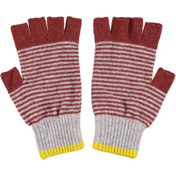 Sienna Red Stripy Lambswool Fingerless Gloves – Catherine Tough