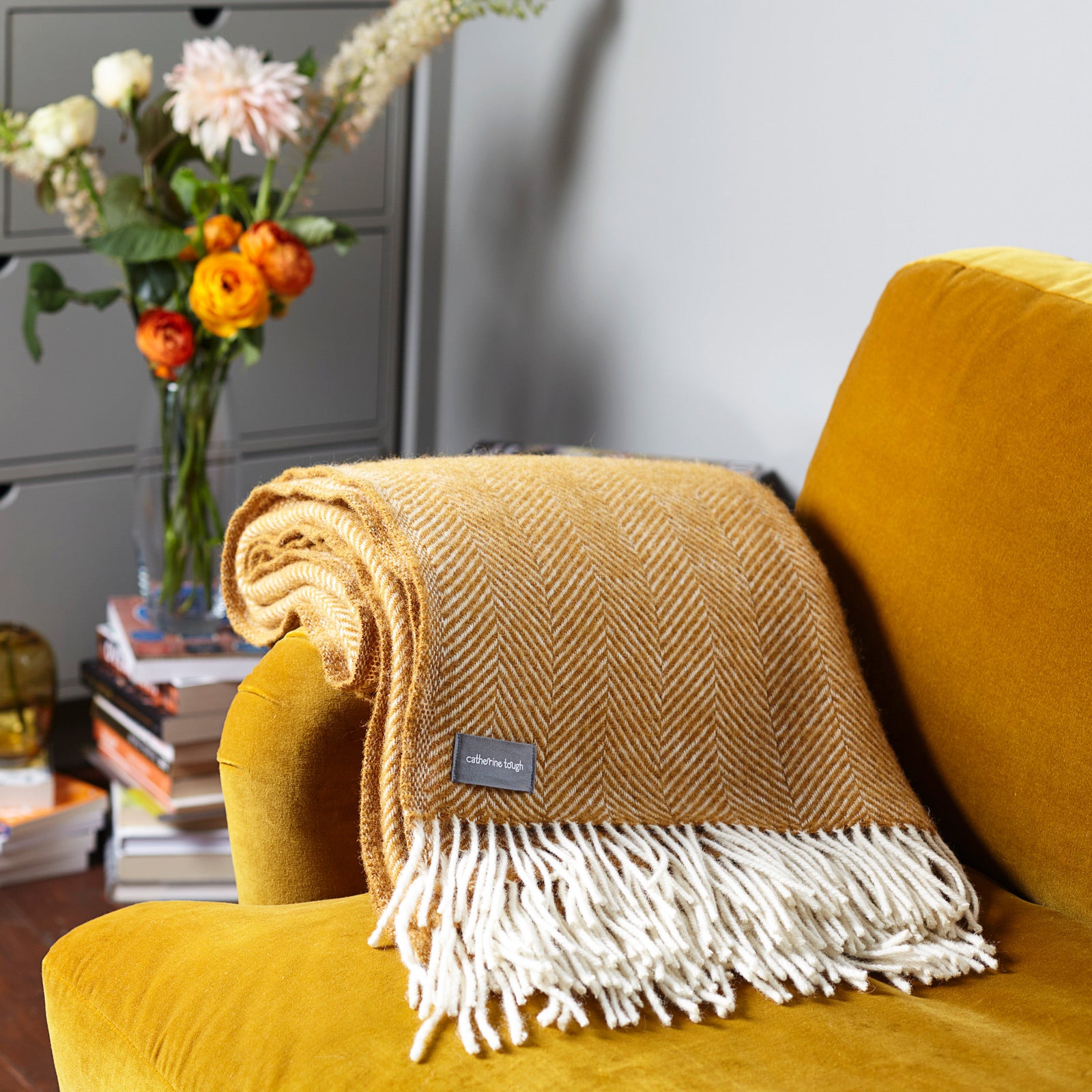 Mustard wool throw sale